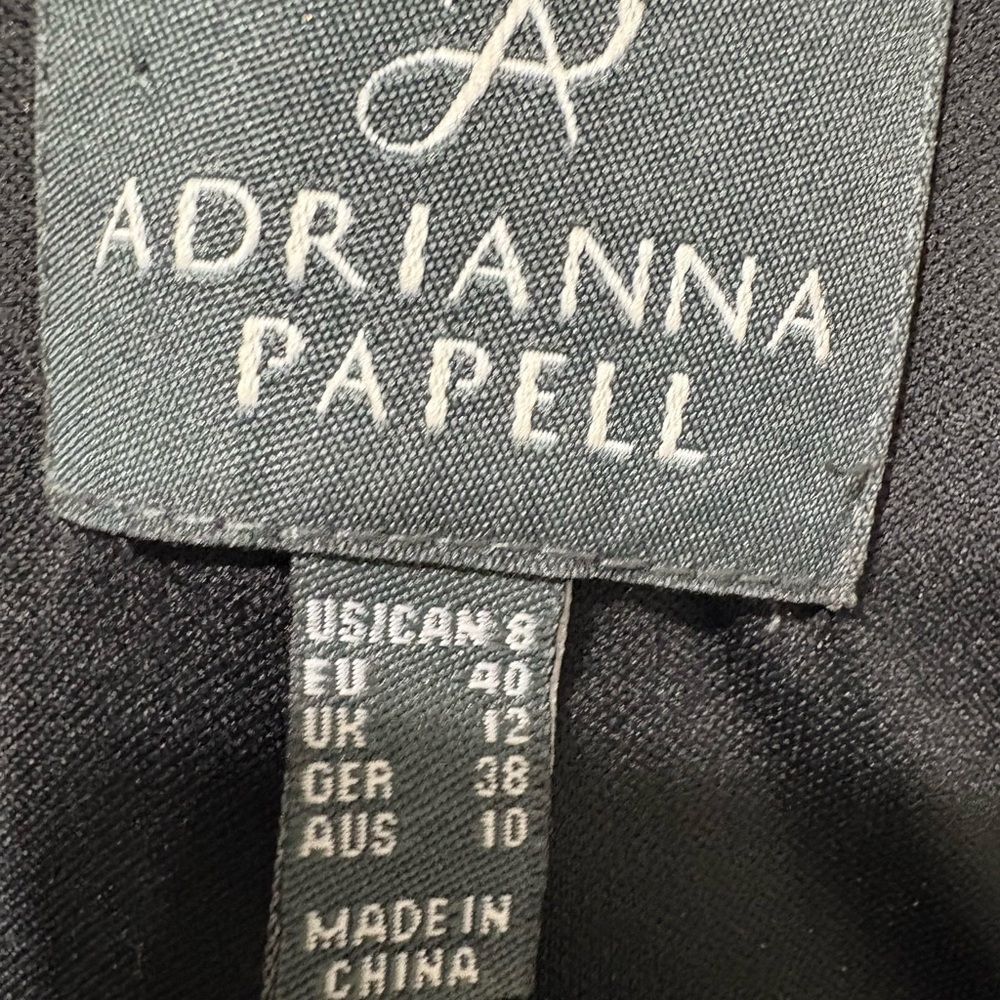 Adrianna Papell Elegant Black Cocktail, Party Dress, Sleeveless, Pleated Bodice - Picture 11 of 14